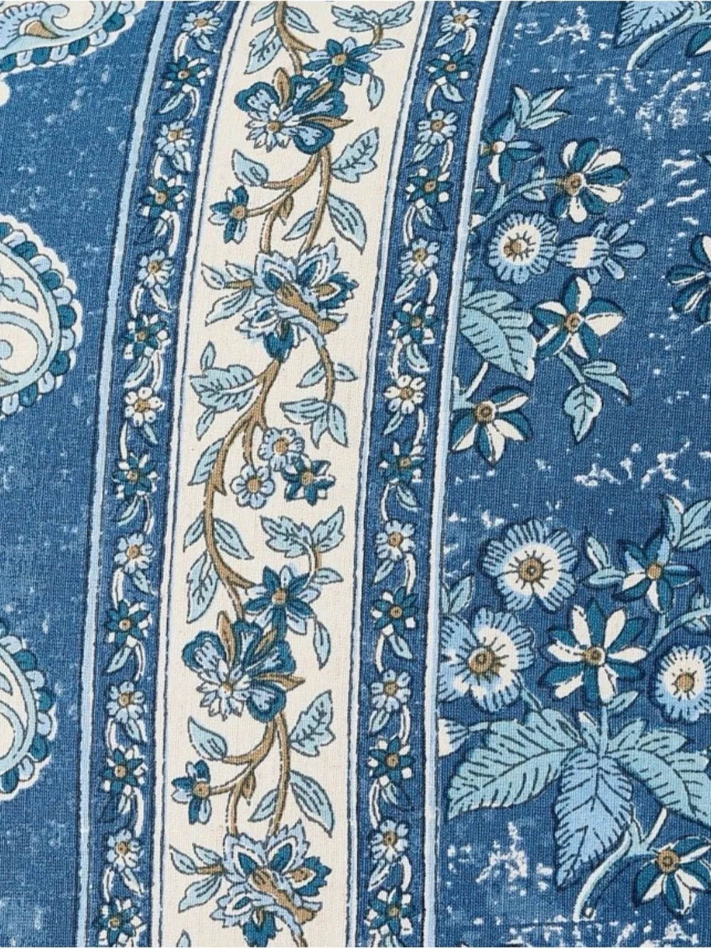 Pottery Barn Regan Printed Reversible Pillow Cover 20” x 20” Blue Paisley Floral